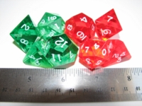 Dice : 4die jumbo translucent green red