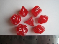 Dice : 7die chessex red swirl