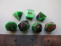 Dice : 7die miniDS green catseye