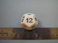 Dice : d12 28mm multi numbers