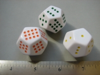 Dice : d12 28mm pipped orange green yellow