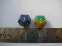 Dice : d12 CHX bicolor blue green yellow