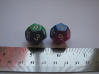 Dice : d12 CHX bicolor green blue purple