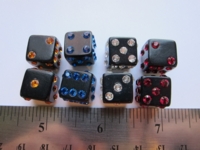Dice : d6 0p325inch black crystal pips