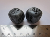 Dice : d6 0p75inch fimo silver swirls