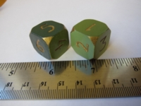 Dice : d6 0p75inch wood greens handmade etsy