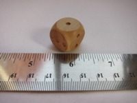 Dice : d6 0p75inch wood vertical 3 pips