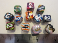 Dice : d6 10mm fimo swirl