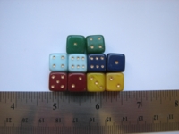 Dice : d6 10mm glass misc