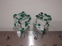 Dice : d6 15mm crystal green pips