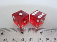 Dice : d6 15mm precision screwhead pips red translucent