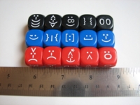 Dice : d6 16mm Emotidice black blue red