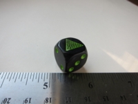 Dice : d6 16mm Illuminati black green