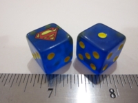 Dice : d6 16mm Superman blue translucent