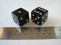 Dice : d6 16mm black rhinestone pips