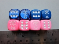 Dice : d6 16mm jspassnthru boy girl