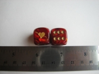 Dice : d6 16mm jspassnthru heart scarab