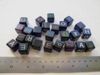 Dice : d6 16mm letters trans dark blue