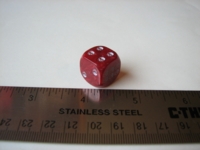 Dice : d6 16mm skulls red marble