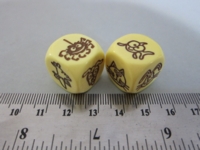 Dice : d6 18mm yellow animals