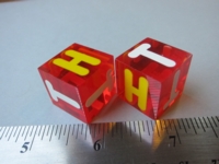 Dice : d6 19mm heads tails sans serif thick