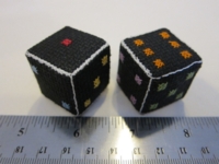 Dice : d6 1inch etsy cross-stitch black