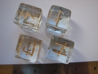 Dice : d6 1inch runes glass gold