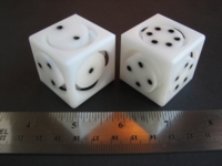 Dice : d6 1p4inch floating face white plas