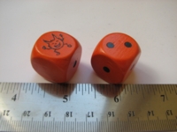 Dice : d6 22mm wood orange dancing