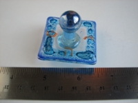 Dice : dreidel glass blue