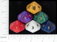 Dice : D10 OPAQUE ROUNDED IRIDESCENT STEVE JACKSON MUNCHKIN 02 MISPRINT