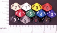Dice : D10 OPAQUE ROUNDED SOLID CHESSEX 01