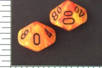 Dice : D10 OPAQUE ROUNDED SWIRL CHESSEX VORTEX MAGMA