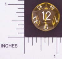 Dice : D12 CLEAR ROUNDED SOLID CHESSEX 01