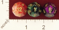 Dice : D12 OPAQUE ROUNDED IRIDESCENT SWIRL CHESSEX 2009 GEMINI 01