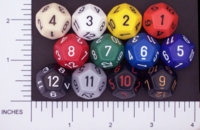 Dice : D12 OPAQUE ROUNDED SOLID CHESSEX 01