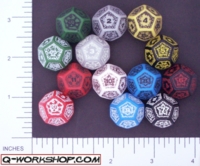 Dice : D12 OPAQUE ROUNDED SOLID Q WORKSHOP MAGIC 02