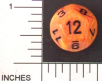 Dice : D12 OPAQUE ROUNDED SWIRL CHESSEX VORTEX MAGMA