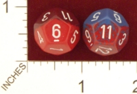 Dice : D12 OPAQUE ROUNDED TWO TONE CHESSEX 01