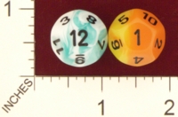 Dice : D12 TRANSLUCENT ROUNDED IRIDESCENT SWIRL CHESSEX 2009 GEMINI 01