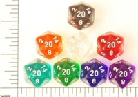 Dice : D20 CLEAR ROUNDED SOLID CHESSEX