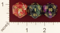 Dice : D20 OPAQUE ROUNDED IRIDESCENT SWIRL CHESSEX 2009 GEMINI 01