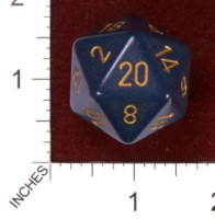 Dice : D20 OPAQUE ROUNDED SOLID CHESSEX DUSTY BLUE WITH COPPER JUMBO 01