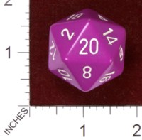 Dice : D20 OPAQUE ROUNDED SOLID CHESSEX PURPLE LIGHT WITH WHITE JUMBO 01