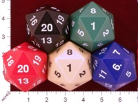Dice : D20 OPAQUE ROUNDED SOLID KOPLOW NEW MOLD AND MATERIAL JUMBO 01