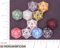 Dice : D20 OPAQUE ROUNDED SOLID Q WORKSHOP RUNIC II 01