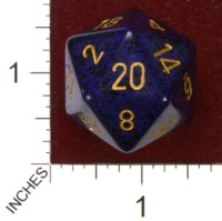 Dice : D20 OPAQUE ROUNDED SPECKLED CHESSEX GOLDEN COBALT JUMBO 01
