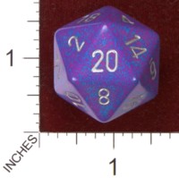 Dice : D20 OPAQUE ROUNDED SPECKLED CHESSEX SILVER TETRA JUMBO 01