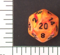 Dice : D20 OPAQUE ROUNDED SWIRL CHESSEX VORTEX MAGMA