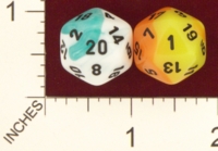 Dice : D20 TRANSLUCENT ROUNDED IRIDESCENT SWIRL CHESSEX 2009 GEMINI 01